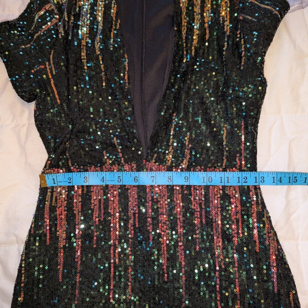 Venus Low Plunge Sequin Mini Dress - Size 4 - Picture 9 of 13